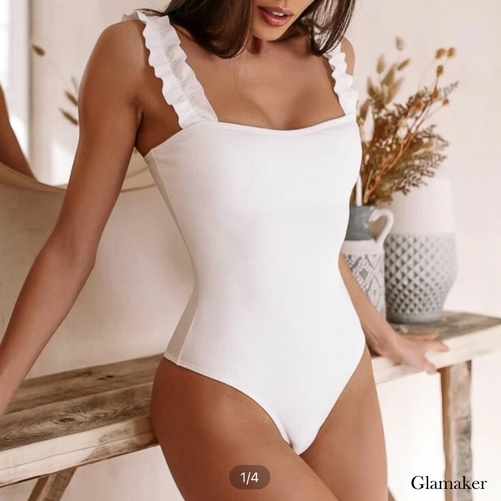 BRANDNEW Glamaker Frill Strap Skinny Cami Bodysuit